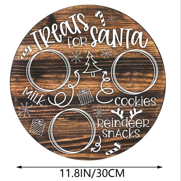 Wooden “Treats for Santa” tray, 11.8” circle - Picture 5 of 5